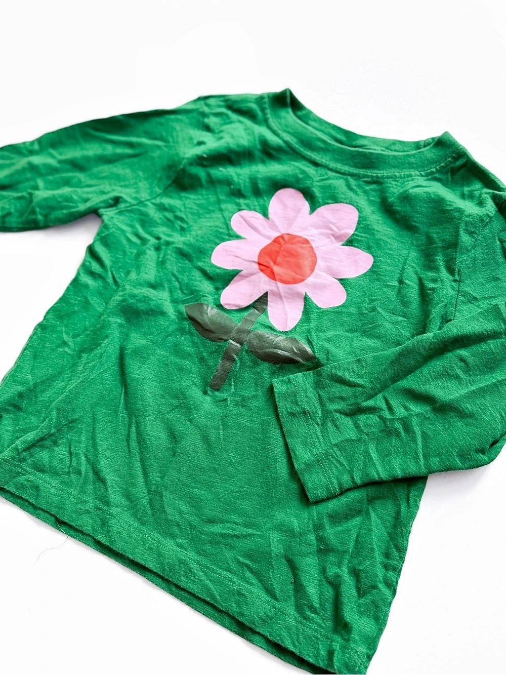 Hanna Andersson Green Floral Long Sleeve Tee